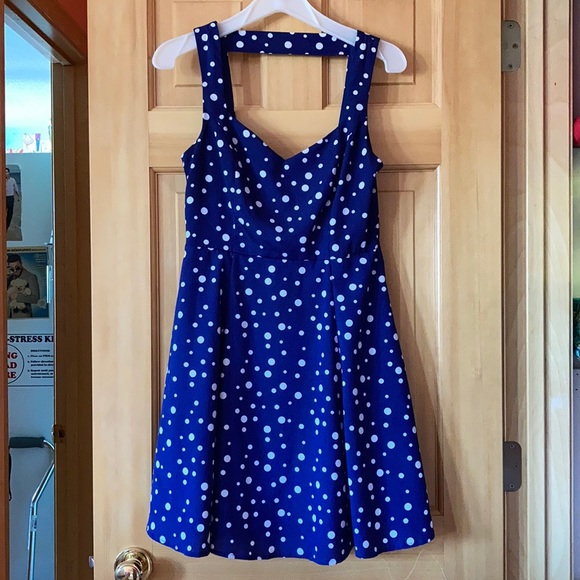 💙Forever 21 Dark Blue Polka Dot Dress - Picture 2 of 9